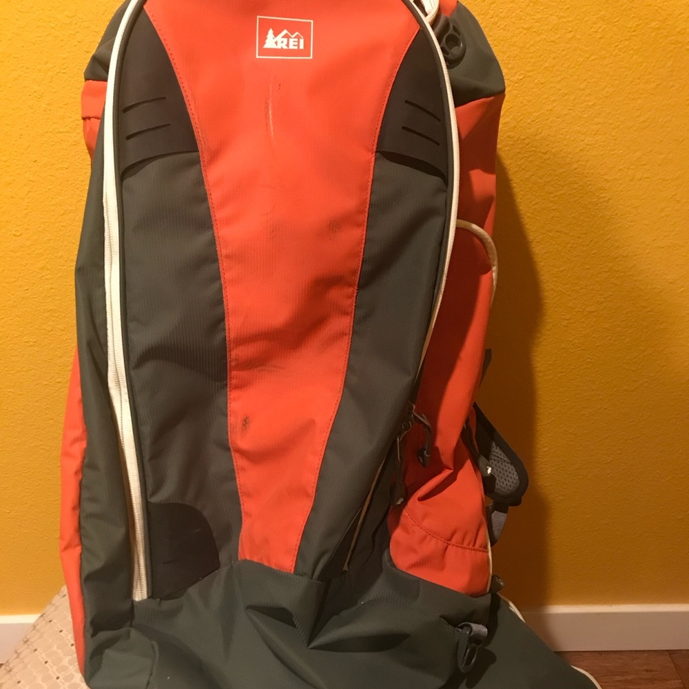 REI Men's Backpack in Orange and Gray